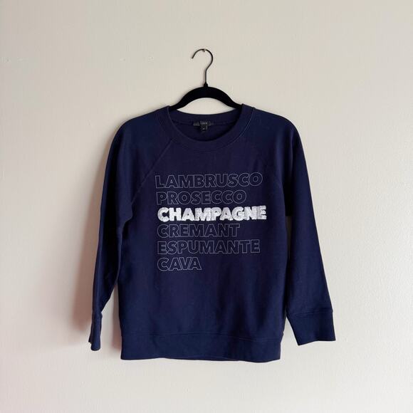 J. Crew Navy + White Sequin Detail Champagne Crewneck Sweatshirt - XS - Picture 8 of 9